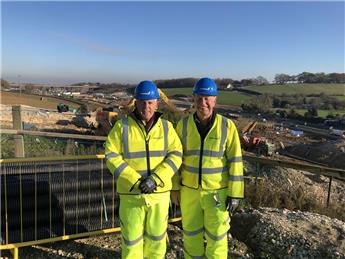 Borden Chair Cllr Clive Sims and highways lead Cllr John Fassenfelt visit to the Grahams M2/J5 site